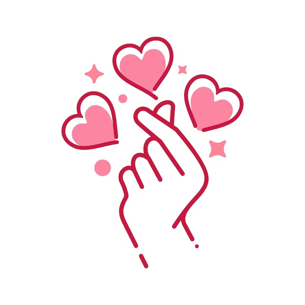 mini te amo clip art de mano en color rosa corazón coreano dedo te amo signo icono línea vectorial