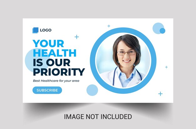 Miniatura médica de youtube y plantilla de banner web Vector Premium