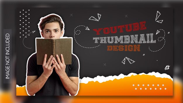 Miniatura moderna de youtube y plantilla de efecto de corte de papel de fondo de youtube