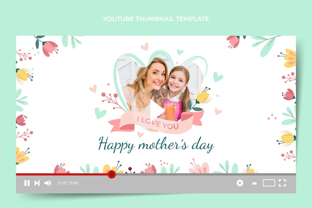 Miniatura plana de youtube del día de la madre