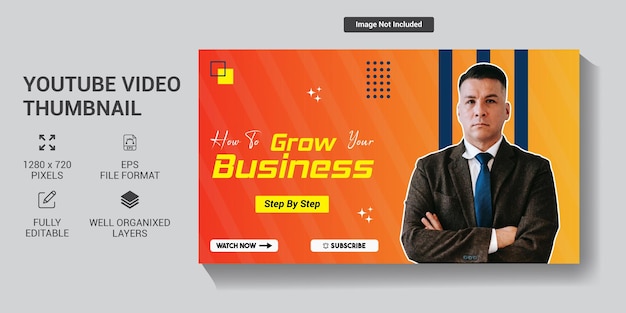 Miniatura de video de crecimiento empresarial y diseño de plantilla de banner web