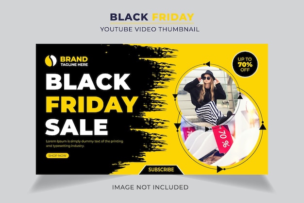 Vector miniatura de video de venta de black friday y plantilla de banner web