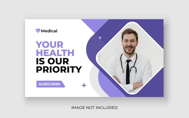 Miniatura de youtube de atención médica médica y banner web Vector Premium