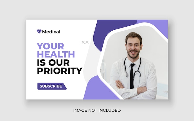 Miniatura de youtube de atención médica médica y banner web Vector Premium