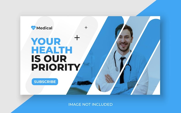 Miniatura de youtube de atención médica médica y banner web Vector Premium