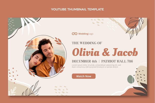 Vector miniatura de youtube de boda dibujada a mano