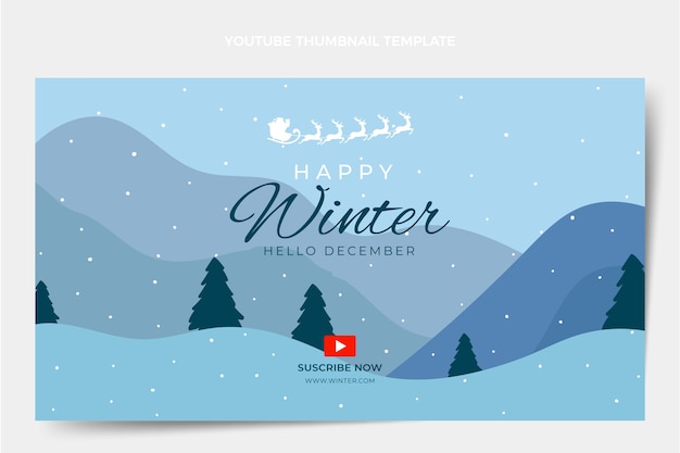 Vector miniatura de youtube de invierno plana