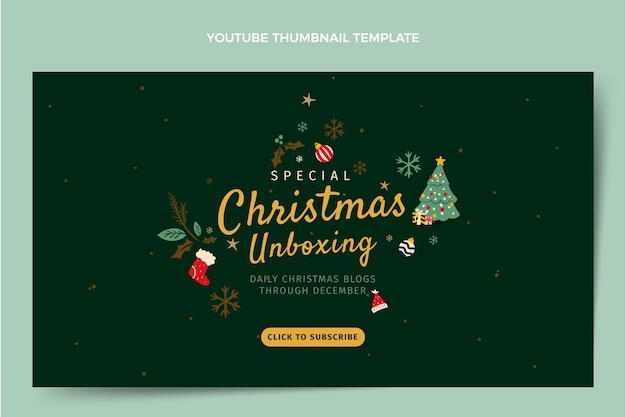 Vector miniatura de youtube de navidad plana