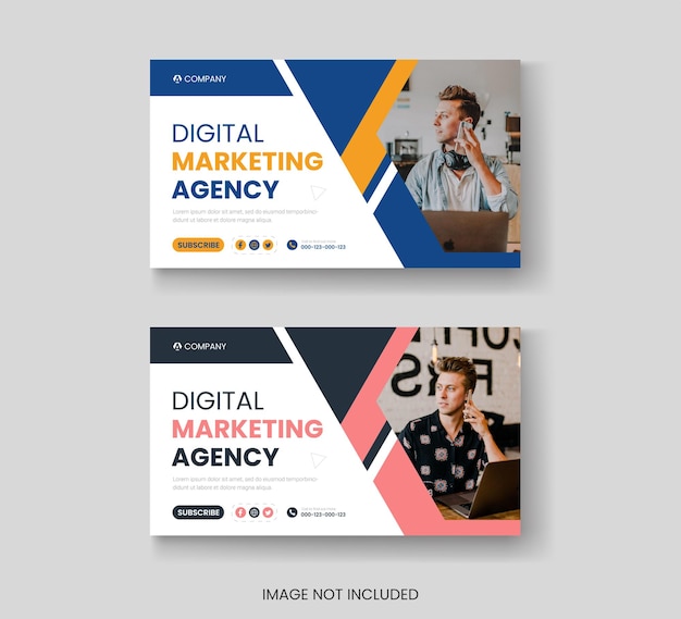 Miniatura de youtube de negocios corporativos y marketing digital o plantilla de banner web