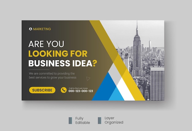 Miniatura de youtube de negocios corporativos y marketing digital o plantilla de banner web