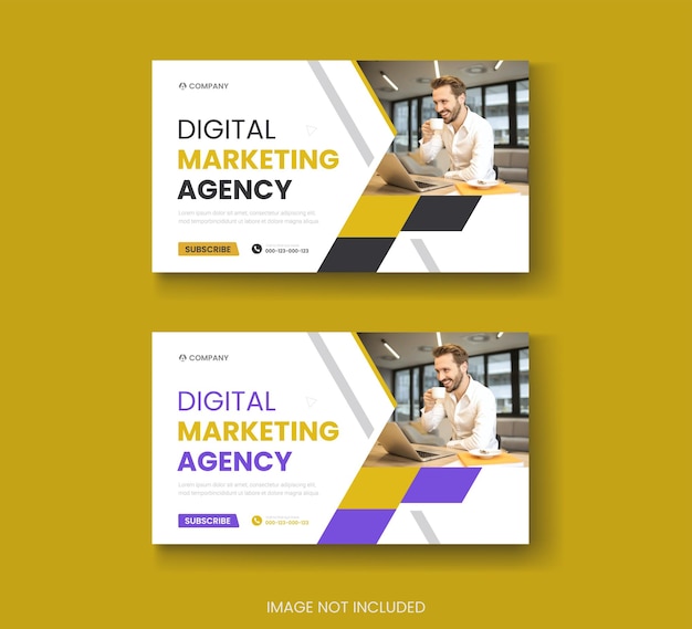 Miniatura de youtube de negocios corporativos y marketing digital o plantilla de banner web
