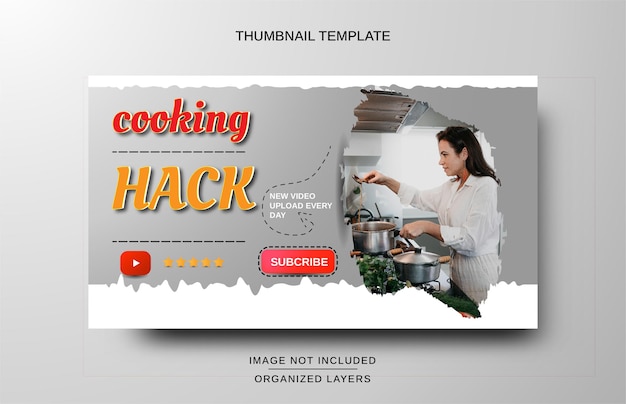 Vector miniatura de youtube para tutoriales de cocina