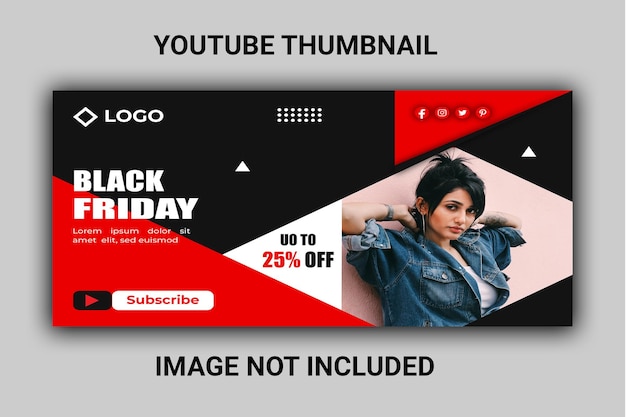 Miniatura de Youtube de venta de viernes negro o cualquier diseño de portada de video, diseño de banner de venta de viernes negro