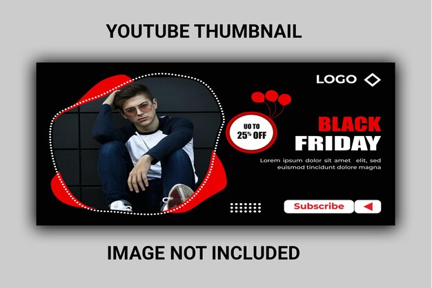Miniatura de Youtube de venta de viernes negro o cualquier diseño de portada de video, diseño de banner de venta de viernes negro