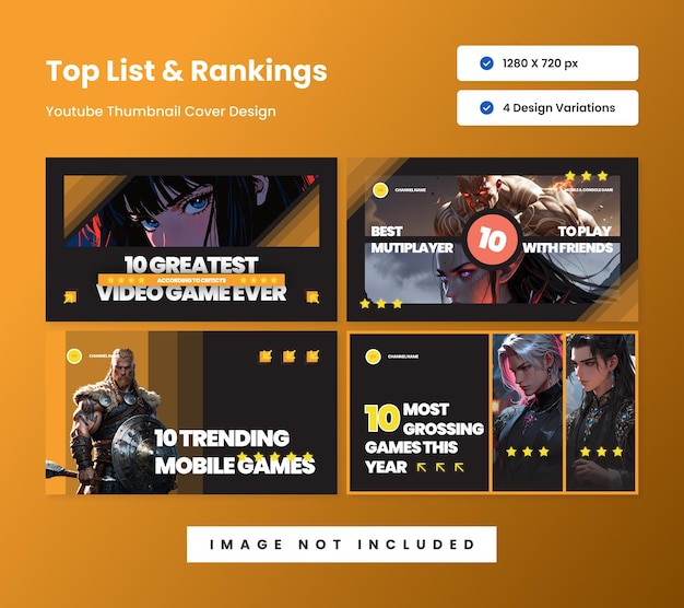 Miniaturas de juegos de YouTube para las primeras clasificaciones de la lista V3