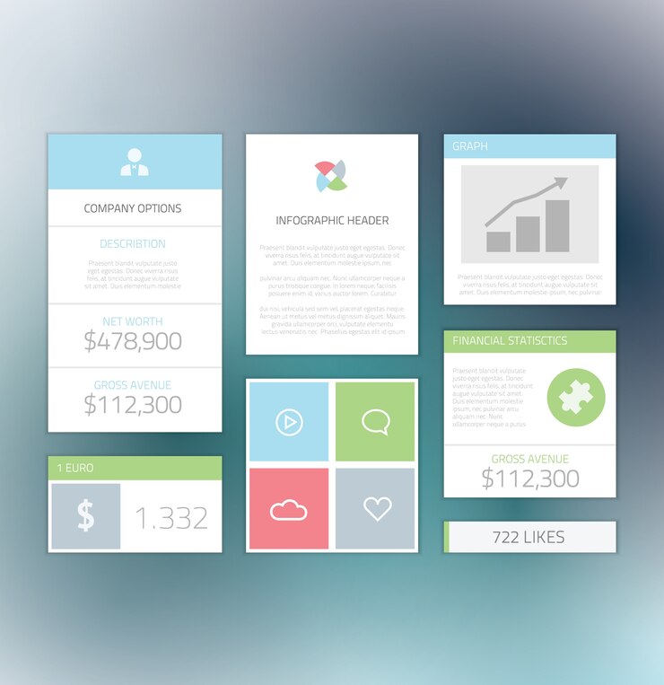 Vector mínima información gráfica plana fresca elementos de negocios ilustración vectorial