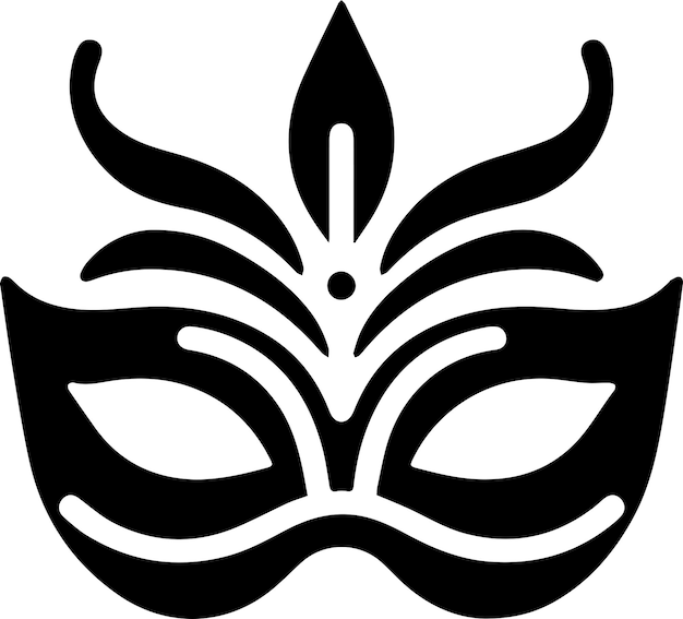 Mínima máscara de carnaval icono vectorial silueta fondo blanco relleno con negro 41