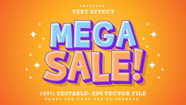 Minimal 3d Word Mega Sale Efecto de texto editable Efecto de diseño guardado en estilo gráfico