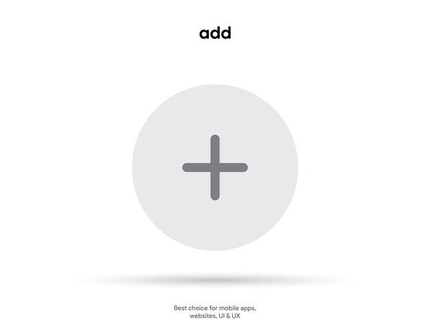 Minimal add button icon Gray plus sign inside a light circle Flat vector for UI and UX For apps