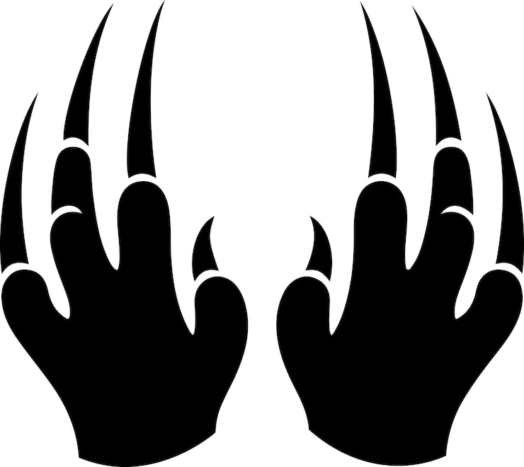 Vector minimal animal scratch claws silueta vectorial de color negro silueta de fondo blanco 14