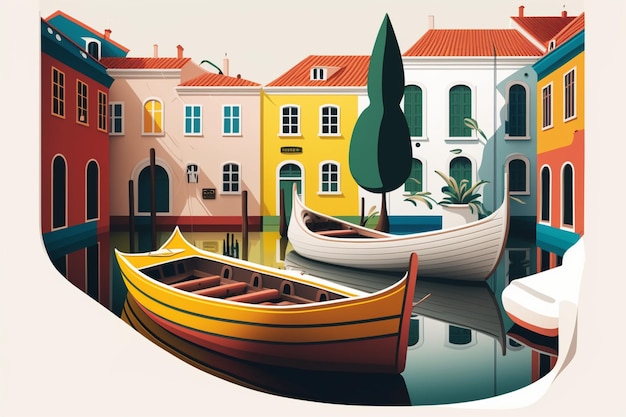 Vector minimal aveiro canales moliceiro barcos