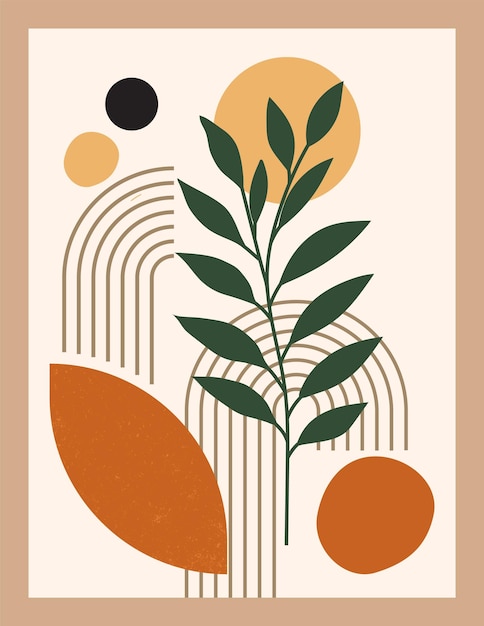 Minimal Boho Wall Art con formas abstractas dibujadas a mano