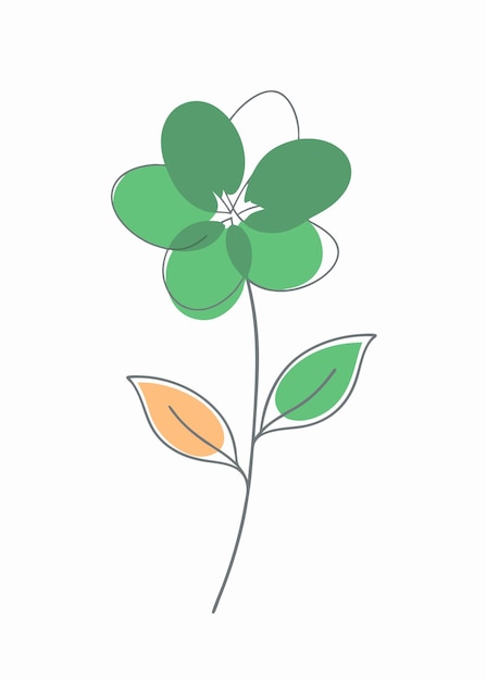 Minimal colorido Diseño artístico de líneas continuas de flores sobre fondo blanco
