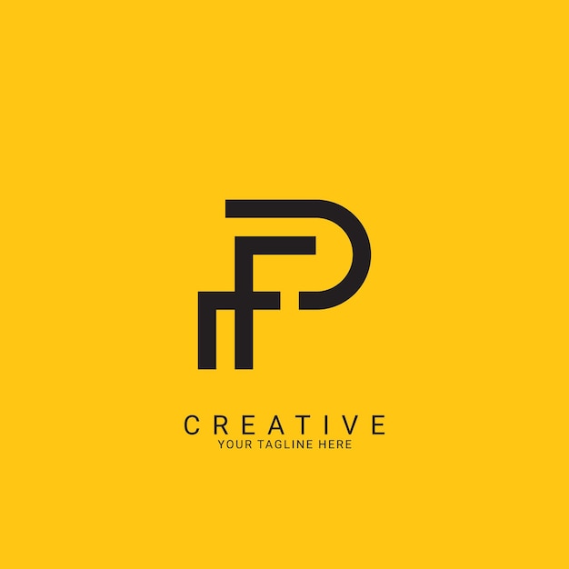 Minimal Creative Inicial Basado FP PF logo Carta FP PF creativo elegante Monograma con color negro