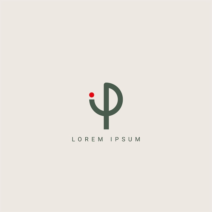 Vector minimal creative inicial basado en el logotipo ip carta ip pi creativo elegante monograma con color negro