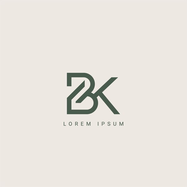 Minimal Creative Inicial Basado en el logotipo KB BK Letra KB BK creativa elegante Monograma con color negro
