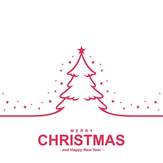 Minimal feliz línea de árbol de Navidad fondo de tarjeta de vacaciones