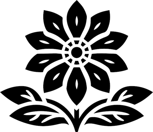 Minimal Flower Icon Ilustración de arte vectorial de fondo blanco de color negro 18