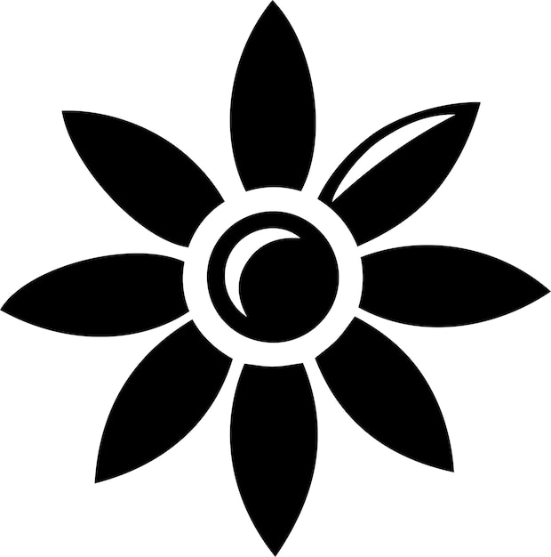 Minimal Flower Icon Ilustración de arte vectorial de fondo blanco de color negro 27