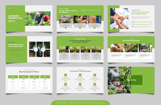 Minimal Gardening Nature diseño de plantilla de diapositiva de presentación de powerpoint
