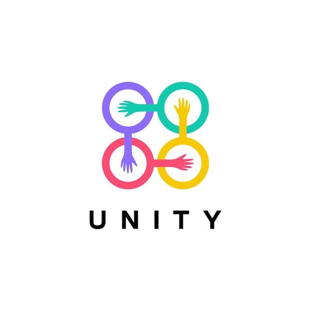 Minimal juntos logotipo de unidad diversidad organización comunidad