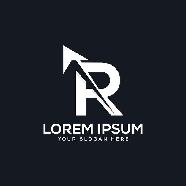 Minimal letra R flecha diseño de logotipo concepto ilustración resumen plantilla de diseño de flecha r moderna