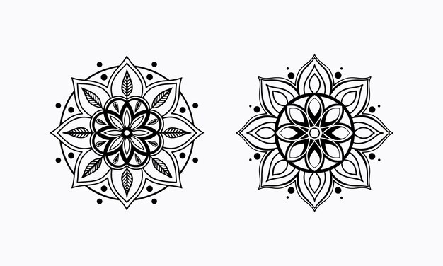 Minimal Mandala Line Art en blanco y negro para imprimir y colorear
