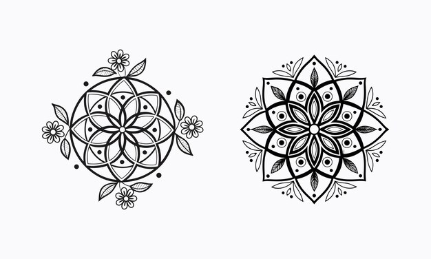 Minimal Mandala Line Art en blanco y negro para imprimir y colorear
