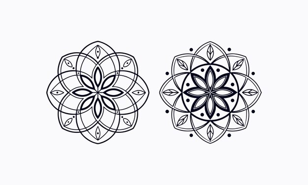 Minimal Mandala Line Art en blanco y negro para imprimir y colorear
