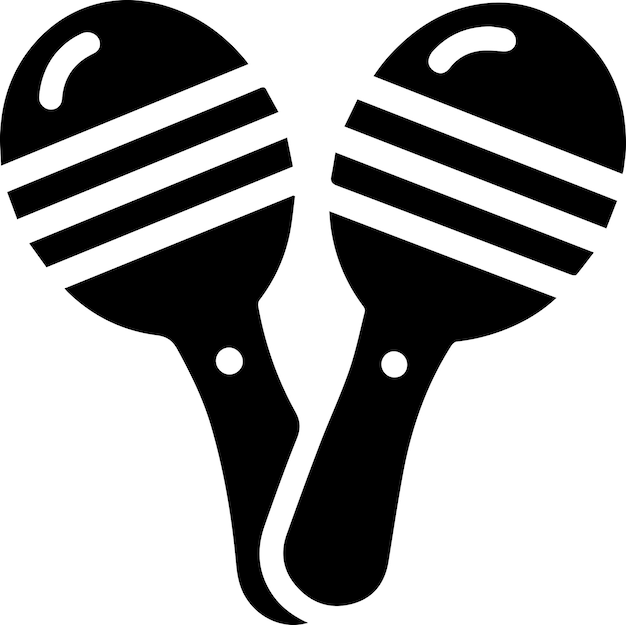 Minimal Maracas icono vectorial silueta fondo blanco relleno con negro 14