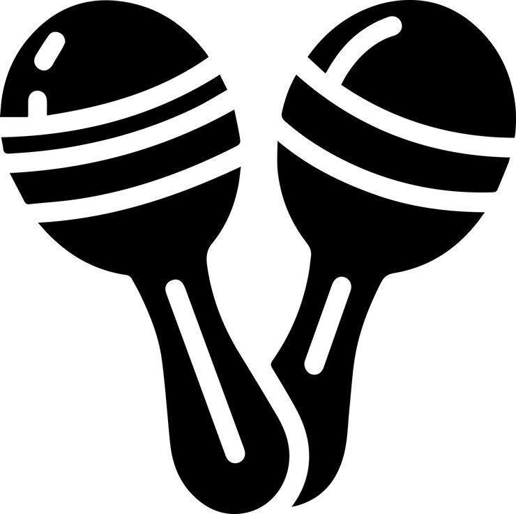 Minimal Maracas icono vectorial silueta fondo blanco relleno con negro 21