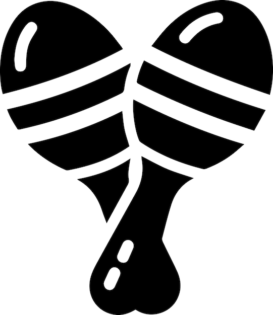 Minimal Maracas icono vectorial silueta fondo blanco relleno con negro 2