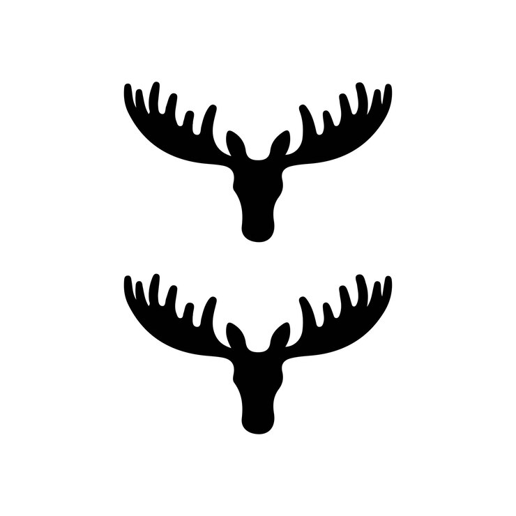 Minimal Moose Head Logo Set Bold Antler Iconos de la silueta de los animales