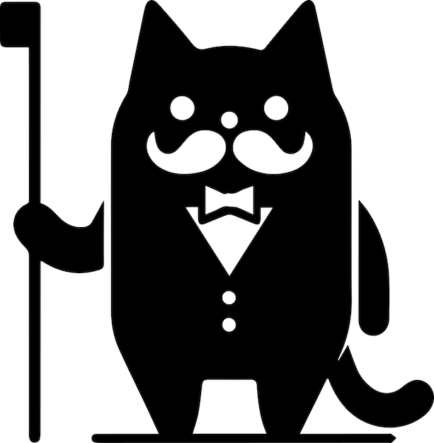 Minimal personaje gracioso Sr. gato silueta vectorial de color negro silueta de fondo blanco 5