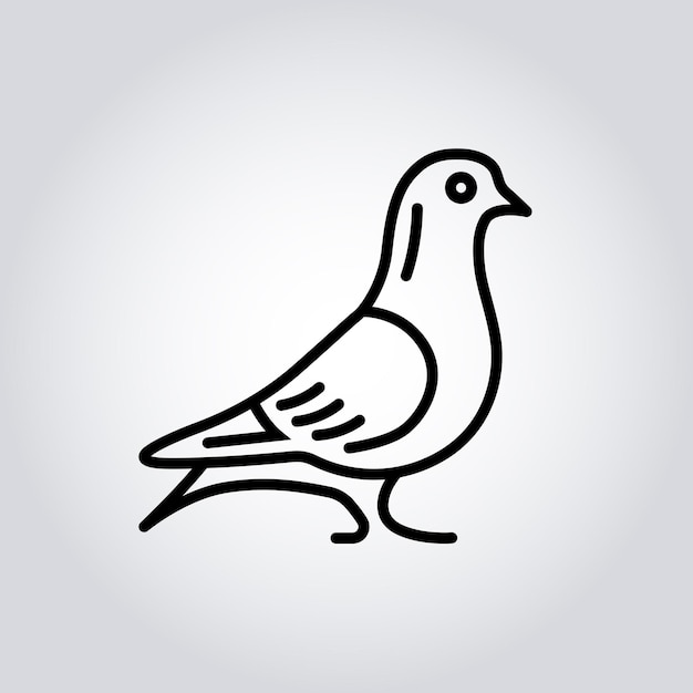 Minimal Pigeon Negro Vector Logotipo Líneas de arte elegante Símbolo de pájaro para el mensajero de embalaje ecológico