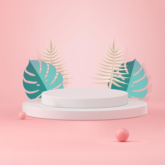 Minimal Podium 3d render vector en composición de fondo rosa abstracto