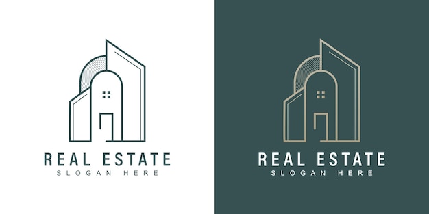 Minimal real estate lluxury gold logo design