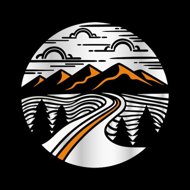 Minimal Scene de Montaña Artístico Logotipo de arte de línea para impresiones de lienzo y decoraciones de pared