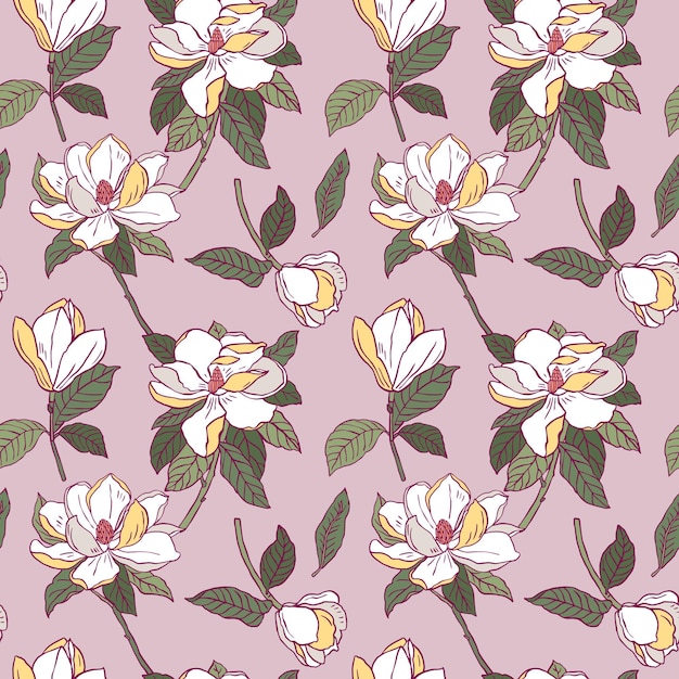 Minimal vector florecimiento de flores coloridas patrón sin costuras para el diseño de envases o identidad de marca