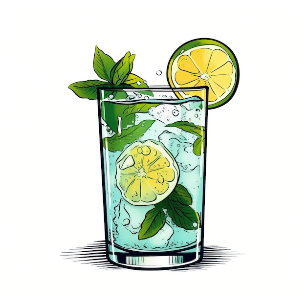 Minimal Vector Gin Fizz en un fondo blanco